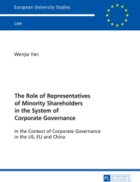 Cover image: The Role of Representatives of Minority Shareholders in the System of Corporate Governance 1st edition 9783631700051