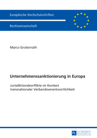 Cover image: Unternehmenssanktionierung in Europa 1st edition 9783631738870