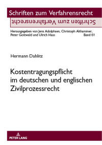 Imagen de portada: Kostentragungspflicht im deutschen und englischen Zivilprozessrecht 1st edition 9783631743386