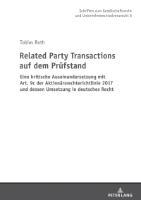 Cover image: Related Party Transactions auf dem Pruefstand 1st edition 9783631769751