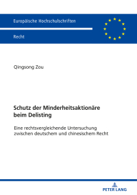 Cover image: Schutz der Minderheitsaktionaere beim Delisting 1st edition 9783631775493