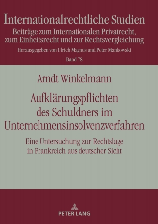 Cover image: Aufklaerungspflichten des Schuldners im Unternehmensinsolvenzverfahren 1st edition 9783631775486
