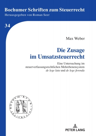 Cover image: Die Zusage im Umsatzsteuerrecht 1st edition 9783631773390