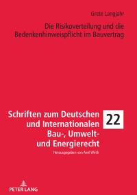 Imagen de portada: Die Risikoverteilung und die Bedenkenhinweispflicht im Bauvertrag 1st edition 9783631747803