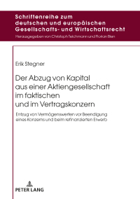 表紙画像: Der Abzug von Kapital aus einer Aktiengesellschaft im faktischen und im Vertragskonzern 1st edition 9783631780077