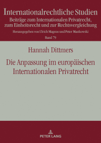 Cover image: Die Anpassung im europaeischen Internationalen Privatrecht 1st edition 9783631791660