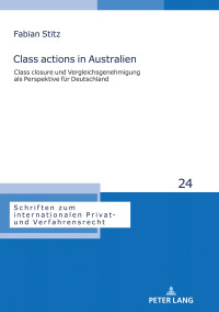 Cover image: Class actions in Australien 1st edition 9783631789278