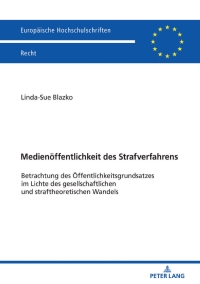 Cover image: Medienoeffentlichkeit des Strafverfahrens 1st edition 9783631801253