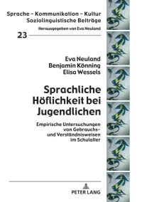 Titelbild: Sprachliche Hoeflichkeit bei Jugendlichen 1st edition 9783631778043
