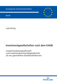 Cover image: Investmentgesellschaften nach dem KAGB 1st edition 9783631803608