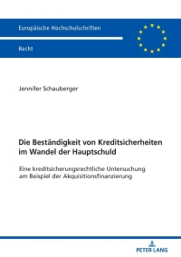 صورة الغلاف: Die Bestaendigkeit von Kreditsicherheiten im Wandel der Hauptschuld 1st edition 9783631803110