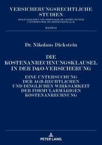 Cover image: Die Kostenanrechnungsklausel in der D&O-Versicherung 1st edition 9783631811863