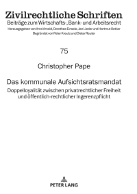 Cover image: Das kommunale Aufsichtsratsmandat 1st edition 9783631813157