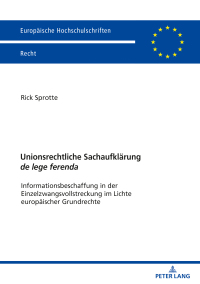 Imagen de portada: Unionsrechtliche Sachaufklaerung de lege ferenda 1st edition 9783631810415