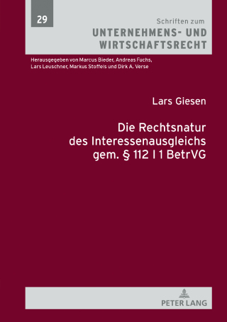 Cover image: Die Rechtsnatur des Interessenausgleichs gem. § 112 I 1 BetrVG 1st edition 9783631833940