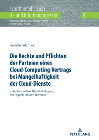 Cover image: Die Rechte und Pflichten der Parteien eines Cloud-Computing-Vertrags bei Mangelhaftigkeit der Cloud-Dienste 1st edition 9783631836125