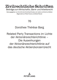 Omslagafbeelding: Related Party Transactions im Lichte der Aktionaersrechterichtlinie – Die Auswirkungen der Aktionaersrechterichtlinie auf das deutsche Aktien(konzern)recht 1st edition 9783631838716