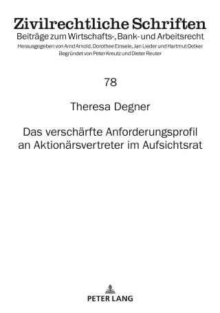 Imagen de portada: Das verschaerfte Anforderungsprofil an Aktionaersvertreter im Aufsichtsrat 1st edition 9783631848319