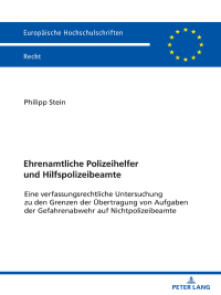 Cover image: Ehrenamtliche Polizeihelfer und Hilfspolizeibeamte 1st edition 9783631849538