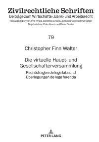 Cover image: Die virtuelle Haupt- und Gesellschafterversammlung 1st edition 9783631860793