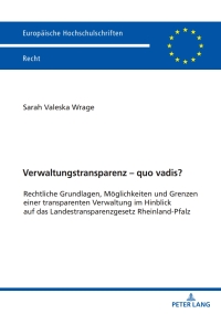 表紙画像: Verwaltungstransparenz – quo vadis? 1st edition 9783631862001