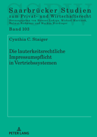 Imagen de portada: Die lauterkeitsrechtliche Impressumspflicht in Vertriebssystemen 1st edition 9783631850442