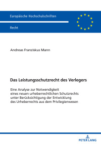 Cover image: Das Leistungsschutzrecht des Verlegers 1st edition 9783631879283