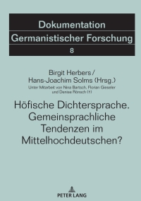 Cover image: Hoefische Dichtersprache. Gemeinsprachliche Tendenzen im Mittelhochdeutschen? 1st edition 9783631909584