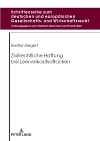 صورة الغلاف: Zivilrechtliche Haftung bei Leerverkaufsattacken 1st edition 9783631910894