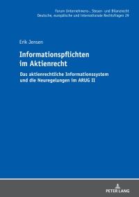 Cover image: Informationspflichten im Aktienrecht 1st edition 9783631921319