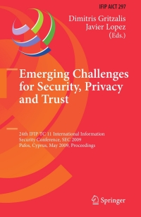 Imagen de portada: Emerging Challenges for Security, Privacy and Trust 9783642012433
