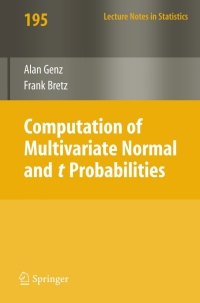Cover image: Computation of Multivariate Normal and t Probabilities 9783642016882
