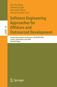 Imagen de portada: Software Engineering Approaches for Offshore and Outsourced Development 1st edition 9783642018558