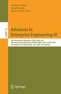 Cover image: Advances in Enterprise Engineering III 1st edition 9783642019142