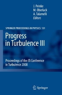Immagine di copertina: Progress in Turbulence III 1st edition 9783642022241