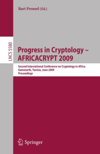 صورة الغلاف: Progress in Cryptology -- AFRICACRYPT 2009 1st edition 9783642023835