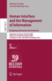 Titelbild: Human Interface and the Management of Information. Designing Information Environments 1st edition 9783642025556
