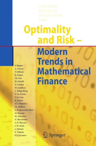 Cover image: Optimality and Risk - Modern Trends in Mathematical Finance 1st edition 9783642026072