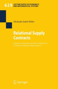 表紙画像: Relational Supply Contracts 9783642027901