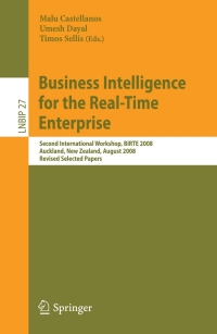 表紙画像: Business Intelligence for the Real-Time Enterprise 1st edition 9783642034213