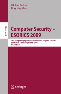 Cover image: Computer Security -- ESORICS 2009 1st edition 9783642044441