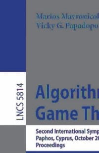 صورة الغلاف: Algorithmic Game Theory 1st edition 9783642046445