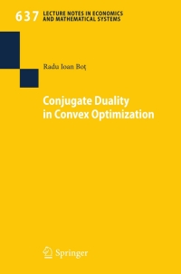 Imagen de portada: Conjugate Duality in Convex Optimization 9783642048999