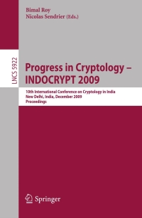 表紙画像: Progress in Cryptology -  INDOCRYPT 2009 1st edition 9783642106279