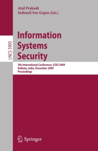 Cover image: Information Systems Security 1st edition 9783642107726