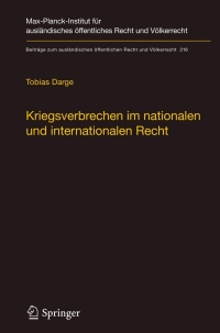 Cover image: Kriegsverbrechen im nationalen und internationalen Recht 9783642116414