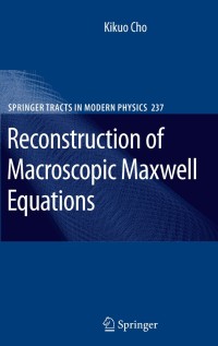 Cover image: Reconstruction of Macroscopic Maxwell Equations 9783642265044