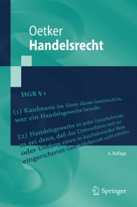 Imagen de portada: Handelsrecht 6th edition 9783642129773