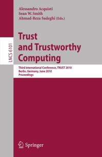 Cover image: Trust and Trustworthy Computing 1st edition 9783642138683