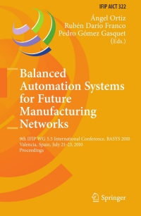 صورة الغلاف: Balanced Automation Systems for Future Manufacturing Networks 1st edition 9783642143403